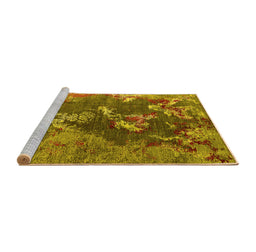 Sideview of Machine Washable Oriental Yellow Industrial Rug, wshurb1437yw