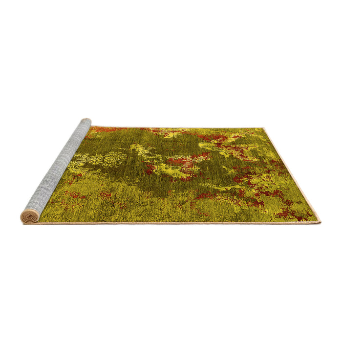 Sideview of Machine Washable Oriental Yellow Industrial Rug, wshurb1437yw