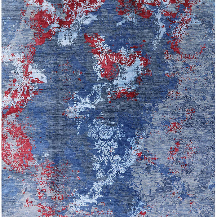 Machine Washable Industrial Modern Denim Blue Rug, wshurb1437