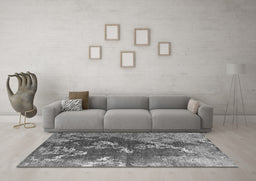 Machine Washable Oriental Gray Industrial Rug in a Living Room,, wshurb1437gry
