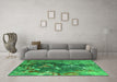 Machine Washable Oriental Green Industrial Area Rugs in a Living Room,, wshurb1437grn