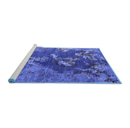 Sideview of Machine Washable Oriental Blue Industrial Rug, wshurb1437blu