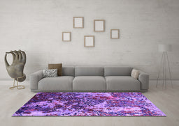 Machine Washable Oriental Purple Industrial Area Rugs in a Living Room, wshurb1438pur