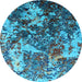 Round Oriental Light Blue Industrial Rug, urb1438lblu