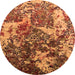 Round Machine Washable Oriental Orange Industrial Area Rugs, wshurb1438org