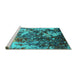 Sideview of Machine Washable Oriental Turquoise Industrial Area Rugs, wshurb1438turq