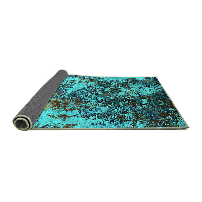 Sideview of Oriental Turquoise Industrial Rug, urb1438turq