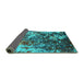 Sideview of Oriental Turquoise Industrial Rug, urb1438turq