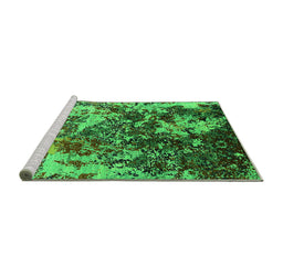 Sideview of Machine Washable Oriental Green Industrial Area Rugs, wshurb1438grn