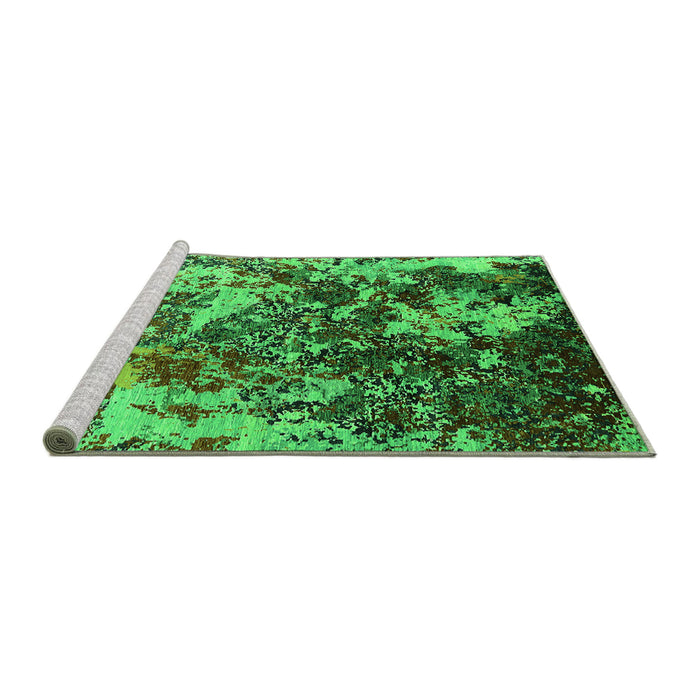 Sideview of Machine Washable Oriental Green Industrial Area Rugs, wshurb1438grn