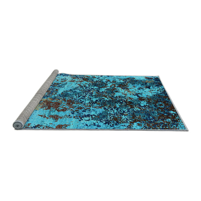 Sideview of Machine Washable Oriental Light Blue Industrial Rug, wshurb1438lblu