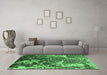 Machine Washable Oriental Emerald Green Industrial Area Rugs in a Living Room,, wshurb1438emgrn