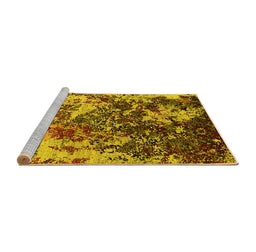 Sideview of Machine Washable Oriental Yellow Industrial Rug, wshurb1438yw