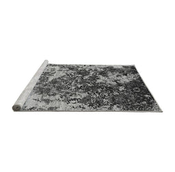 Sideview of Machine Washable Oriental Gray Industrial Rug, wshurb1438gry