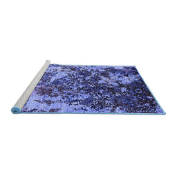Sideview of Machine Washable Oriental Blue Industrial Rug, wshurb1438blu
