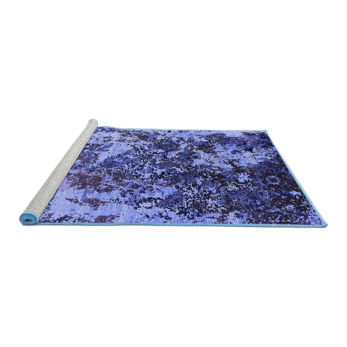 Sideview of Machine Washable Oriental Blue Industrial Rug, wshurb1438blu