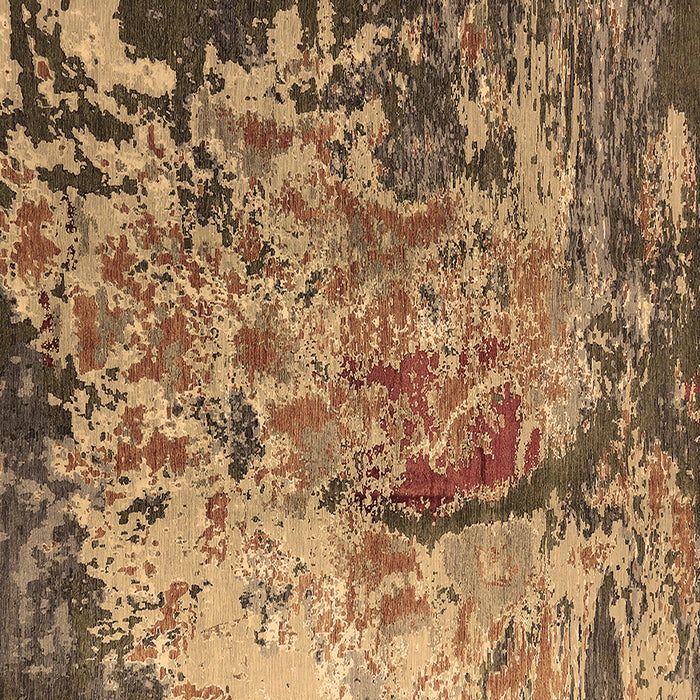 Square Machine Washable Oriental Brown Industrial Rug, wshurb1439brn