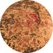 Round Oriental Orange Industrial Rug, urb1439org