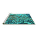 Sideview of Machine Washable Oriental Turquoise Industrial Area Rugs, wshurb1439turq