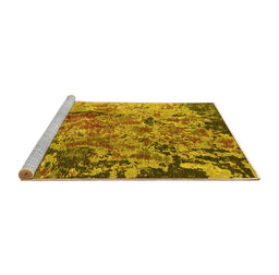 Sideview of Machine Washable Oriental Yellow Industrial Rug, wshurb1439yw