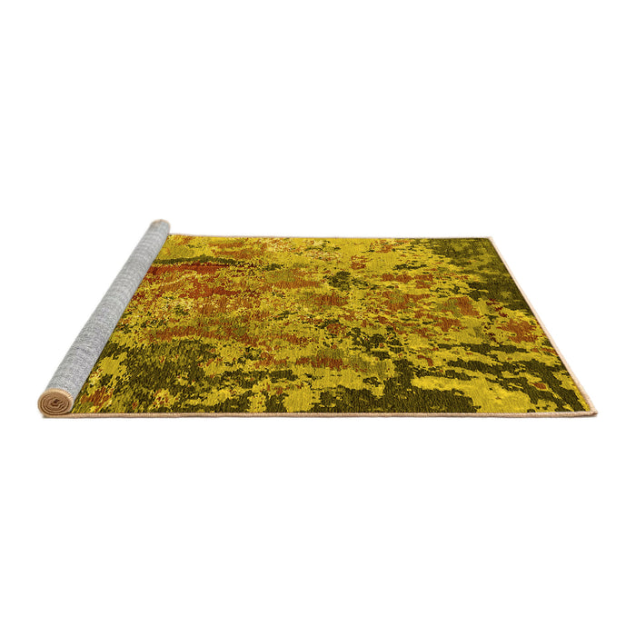 Sideview of Machine Washable Oriental Yellow Industrial Rug, wshurb1439yw