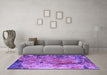 Machine Washable Oriental Purple Industrial Area Rugs in a Living Room, wshurb1439pur