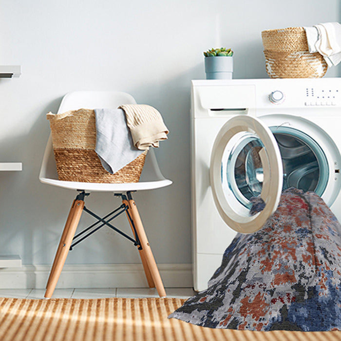 Machine Washable Industrial Modern Rosy-Finch Purple Rug in a Washing Machine, wshurb1439