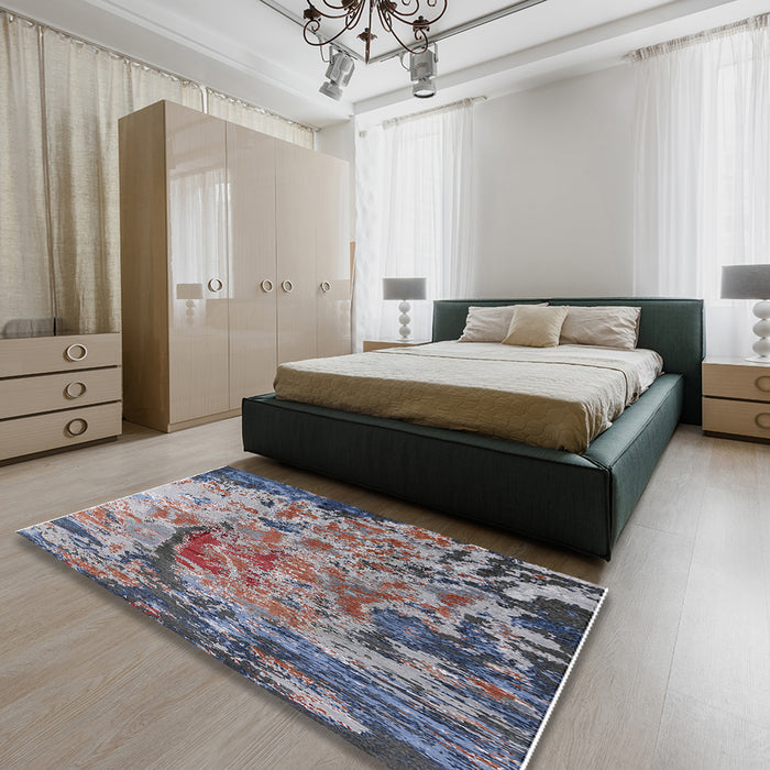 Machine Washable Industrial Modern Rosy-Finch Purple Rug in a Bedroom, wshurb1439