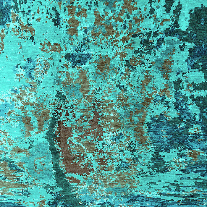 Machine Washable Oriental Turquoise Industrial Area Rugs, wshurb1439turq