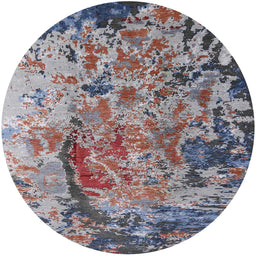 Round Machine Washable Industrial Modern Rosy-Finch Purple Rug, wshurb1439