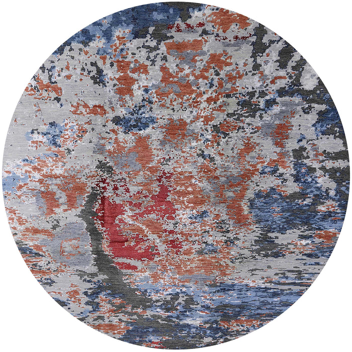 Round Machine Washable Industrial Modern Rosy-Finch Purple Rug, wshurb1439