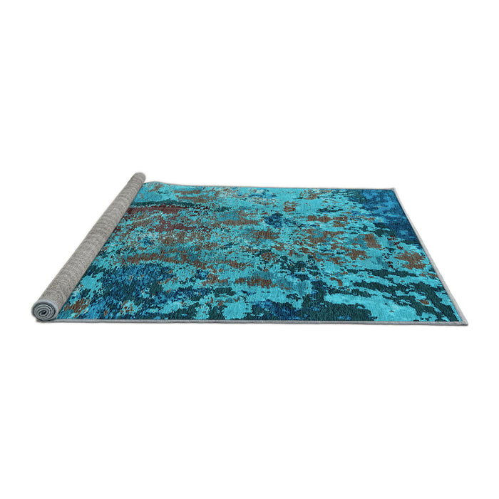Sideview of Machine Washable Oriental Light Blue Industrial Rug, wshurb1439lblu