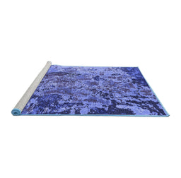 Sideview of Machine Washable Oriental Blue Industrial Rug, wshurb1439blu