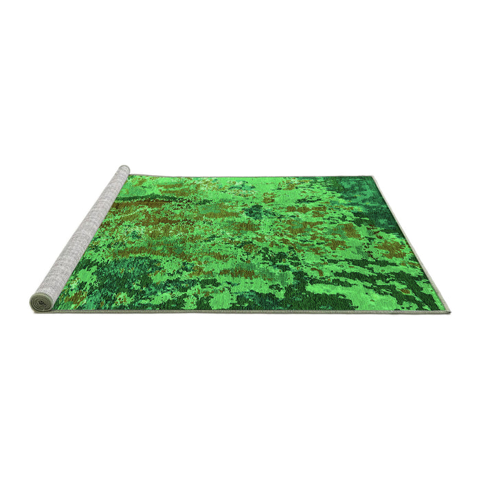 Sideview of Machine Washable Oriental Green Industrial Area Rugs, wshurb1439grn
