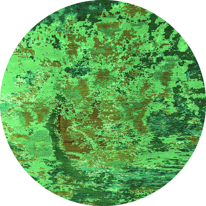 Round Oriental Green Industrial Rug, urb1439grn