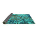 Sideview of Oriental Turquoise Industrial Rug, urb1439turq