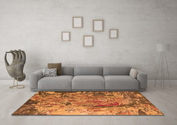 Machine Washable Oriental Orange Industrial Area Rugs in a Living Room, wshurb1439org