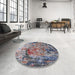 Round Machine Washable Industrial Modern Rosy-Finch Purple Rug in a Office, wshurb1439