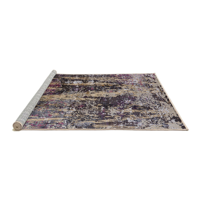 Sideview of Machine Washable Industrial Modern Black Rug, wshurb1440