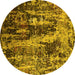 Round Oriental Yellow Industrial Rug, urb1440yw