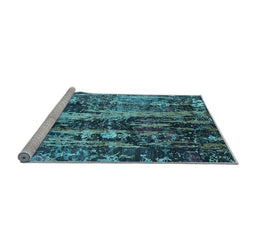 Sideview of Machine Washable Oriental Light Blue Industrial Rug, wshurb1440lblu