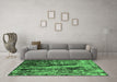 Machine Washable Oriental Emerald Green Industrial Area Rugs in a Living Room,, wshurb1440emgrn