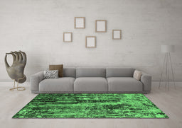Machine Washable Oriental Emerald Green Industrial Area Rugs in a Living Room,, wshurb1440emgrn