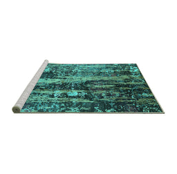 Sideview of Machine Washable Oriental Turquoise Industrial Area Rugs, wshurb1440turq