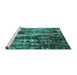 Sideview of Machine Washable Oriental Turquoise Industrial Area Rugs, wshurb1440turq