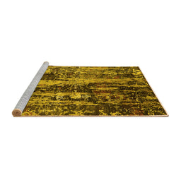 Sideview of Machine Washable Oriental Yellow Industrial Rug, wshurb1440yw