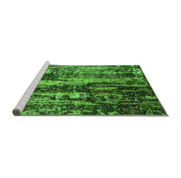 Sideview of Machine Washable Oriental Green Industrial Area Rugs, wshurb1440grn