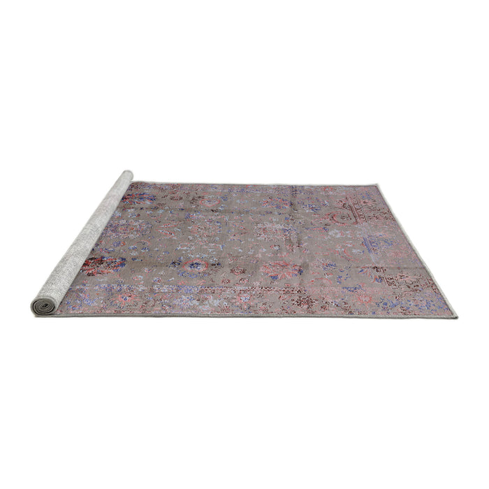 Sideview of Machine Washable Industrial Modern Mauve Taupe Purple Rug, wshurb1441