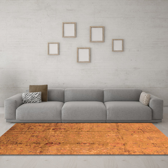 Machine Washable Oriental Orange Industrial Area Rugs in a Living Room, wshurb1441org