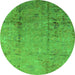 Round Machine Washable Oriental Green Industrial Area Rugs, wshurb1441grn